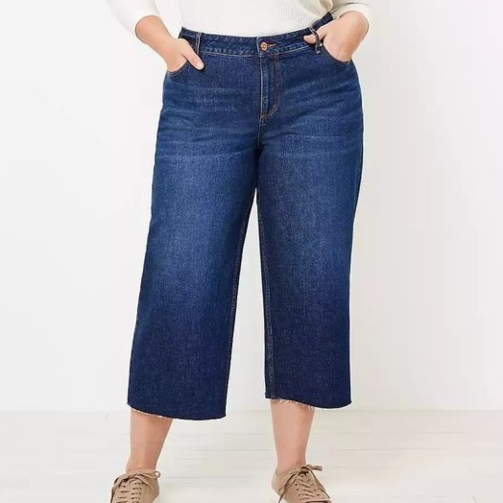 Loft Plus Wide Leg Jeans Dark Wash
